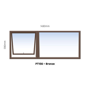 TOP HUNG ALUMINIUM WINDOW BRONZE PT156 1 VENT W1500MM x H600MM
