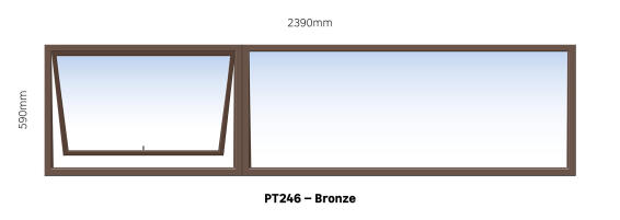 Aluminum window bronze  PT246 w2390 x h590mm