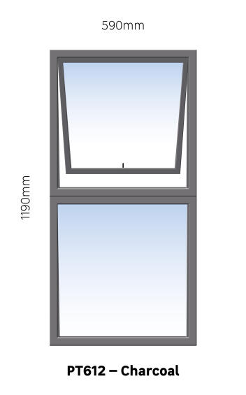 Aluminum window charcoal  PT612 w590 x h1190mm
