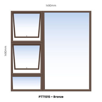 Aluminium window bronze top hung PTT1515 2 vent W1500MM x H1500MM
