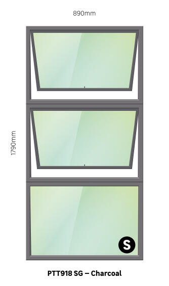 Aluminum window charcoal  PTT918 w890 x h1790mm
