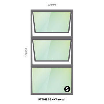 Aluminum window charcoal  PTT918 w890 x h1790mm