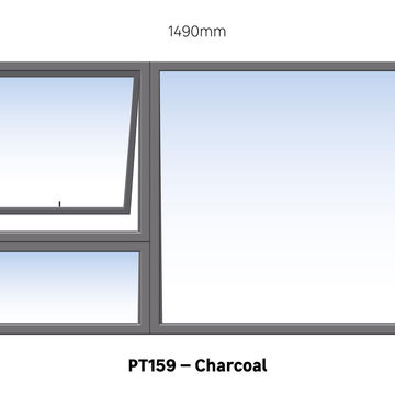 Aluminum window charcoal top hung PT159 W1500MM x H900MM