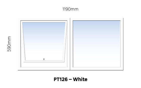 Aluminum window white  PT126 w1190 x h590mm