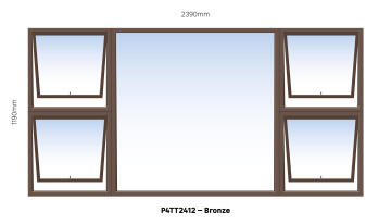 Aluminum window bronze  P4TT2412 w2390 x h1190mm