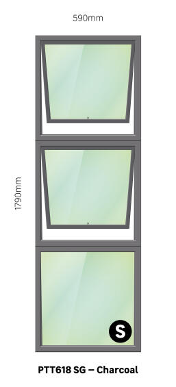 Aluminum window charcoal  PTT618 w590 x h1790mm