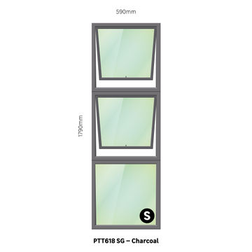 Aluminum window charcoal  PTT618 w590 x h1790mm