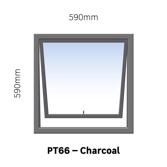 TOP HUNG ALUMINIUM WINDOW CHARCOAL PT66 1 VENT W600MM x H600MM