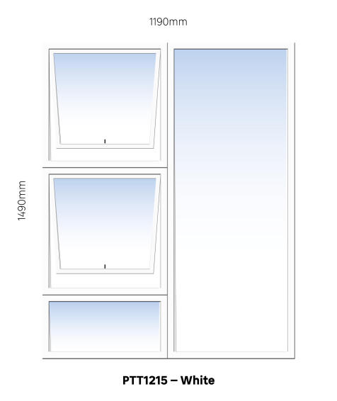 TOP HUNG ALUMINIUM WINDOW WHITE PTT1215 2 VENT W1200MM x H1500MM