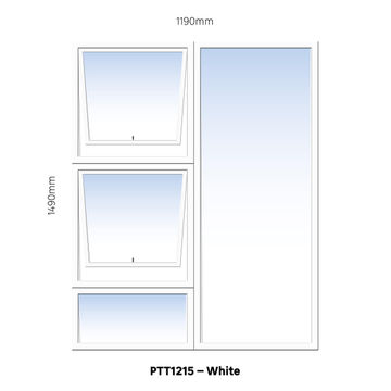 TOP HUNG ALUMINIUM WINDOW WHITE PTT1215 2 VENT W1200MM x H1500MM
