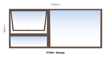 Aluminum window bronze  PT219 w2090 x h890mm