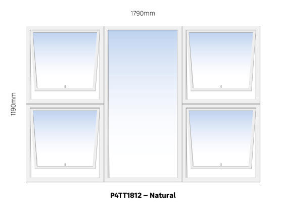 Aluminum window natural  P4TT1812 w1790 x h1190mm