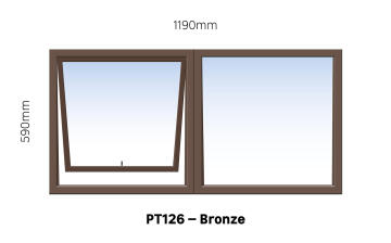 Aluminum window bronze  PT126 w1190 x h590mm