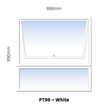 TOP HUNG ALUMINIUM WINDOW WHITE PT99 1 VENT W900MM x H900MM