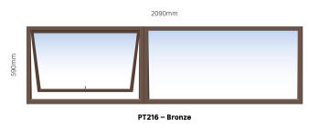 Aluminum window bronze  PT216 w2090 x h590mm
