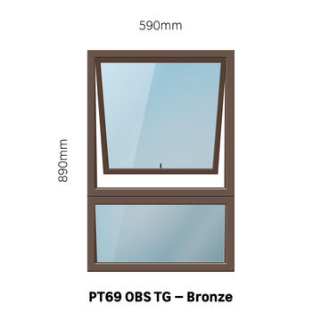 Aluminum window bronze obscure toughened glass PT69 w590 x h890mm