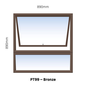 Aluminium window bronze top hung PT99 1 vent W900MM x H900MM