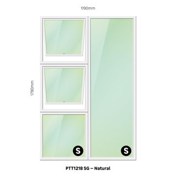 TOP HUNG ALUMINIUM WINDOW NATURAL PTT1218 2 VENT W1200MM x H1800MM