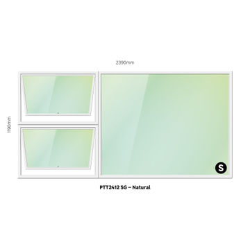 TOP HUNG ALUMINIUM WINDOW NATURAL PTT2412 2 VENT W2400MM x H1200MM