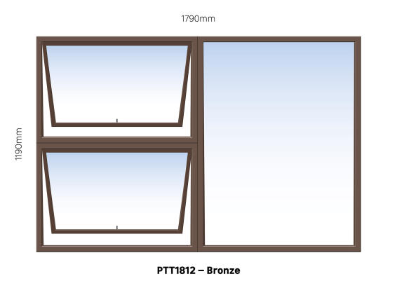 Ibuild Window Aluminium Bronze Top Hung W1800mm x H1200mm 