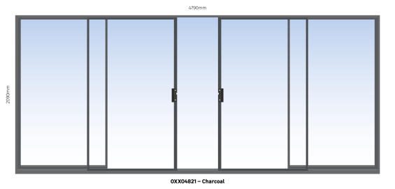 Aluminium sliding door charcoal 2 panel sliding W4800MM x H2100MM