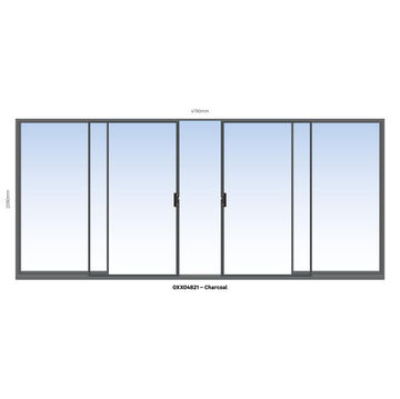 Aluminium sliding door charcoal 2 panel sliding W4800MM x H2100MM