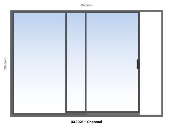 Abcus Sliding Door Aluminium Charcoal W3000mm x H2100mm 