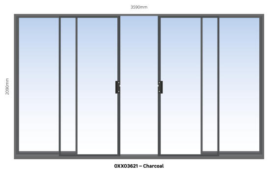 Aluminium sliding door charcoal 2 panel sliding W3600MM x H2100MM