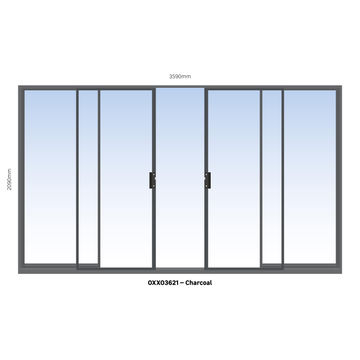 Aluminium sliding door charcoal 2 panel sliding W3600MM x H2100MM