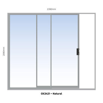 ALUMINIUM SLIDING DOOR NATURAL 1 PANE SLIDING W2400MM x H2100MM