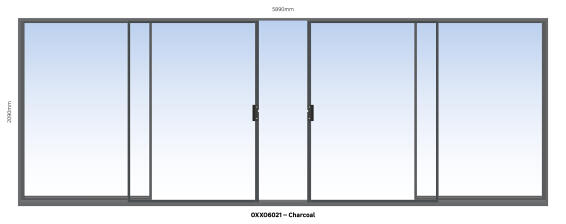 Aluminium sliding door charcoal 2 panel sliding W6000MM x H2100MM