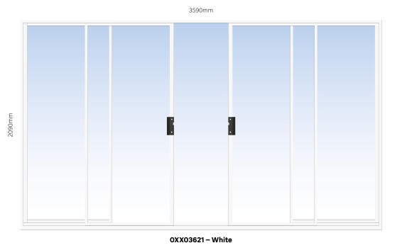 ALUMINIUM SLIDING DOOR WHITE 2 PANE SLIDING W3600MM x H2100MM