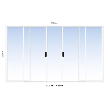 ALUMINIUM SLIDING DOOR WHITE 2 PANE SLIDING W3600MM x H2100MM