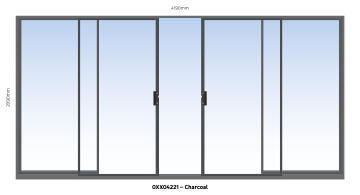 Sliding Door Aluminium Center Opening (OXXO) Charcoal-w4190xh2090mm
