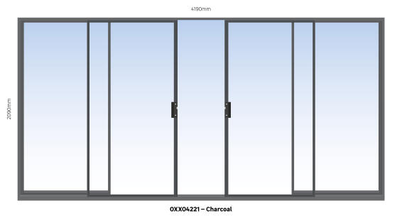 ALUMINIUM SLIDING DOOR CHARCOAL 2 PANE SLIDING W4200MM x H2100MM