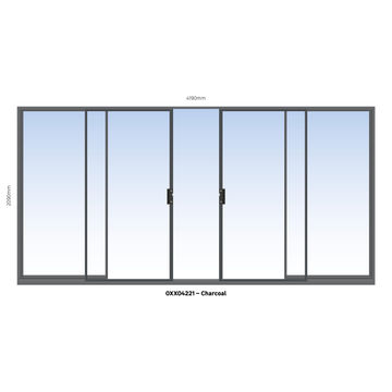 ALUMINIUM SLIDING DOOR CHARCOAL 2 PANE SLIDING W4200MM x H2100MM