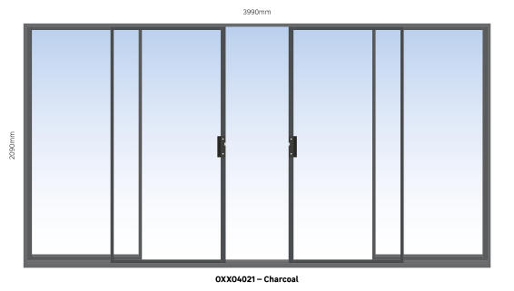 Aluminium sliding door charcoal 2 panel sliding W4000MM x H2100MM