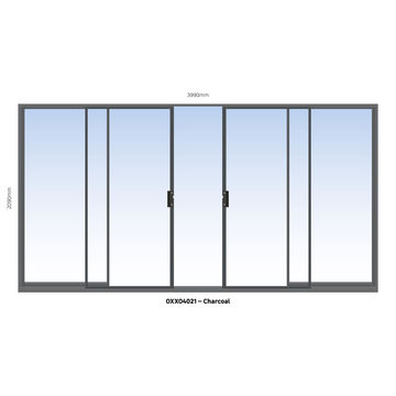 Aluminium sliding door charcoal 2 panel sliding W4000MM x H2100MM