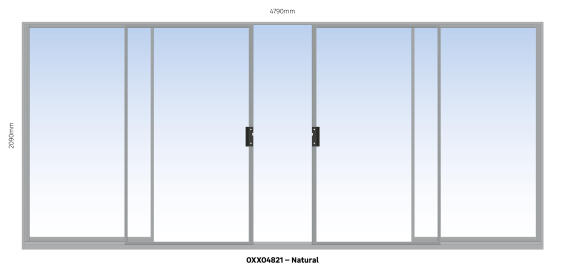 ALUMINIUM SLIDING DOOR NATURAL 2 PANE SLIDING W4800MM x H2100MM