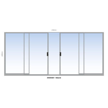 ALUMINIUM SLIDING DOOR NATURAL 2 PANE SLIDING W4800MM x H2100MM