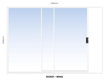 Sliding Door Aluminium 1 Side Opening (OX) White-w2990xh2090mm