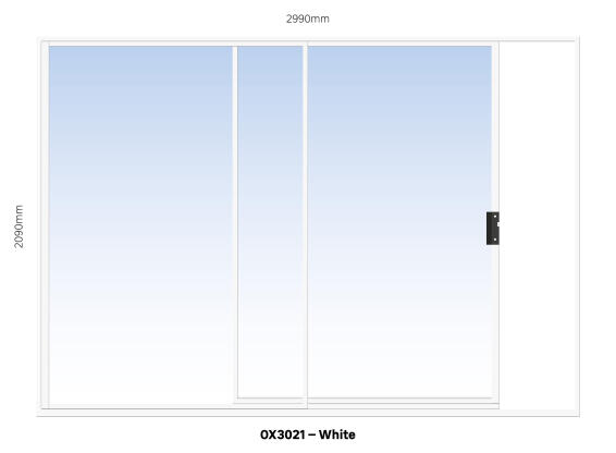 ALUMINIUM SLIDING DOOR WHITE 1 PANE SLIDING W3000MM x H2100MM
