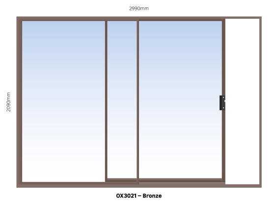 Aluminium sliding door bronze 1 panel sliding W3000MM x H2100MM