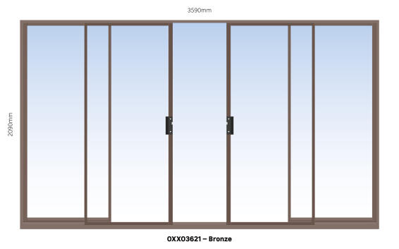 Aluminium sliding door bronze 2 panel sliding W3600MM x H2100MM