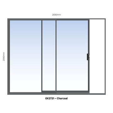 ALUMINIUM SLIDING DOOR CHARCOAL 1 PANE SLIDING W2700MM x H2100MM