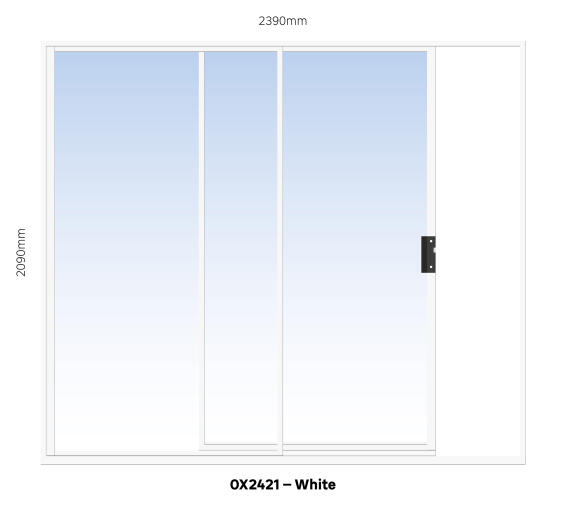 ALUMINIUM SLIDING DOOR WHITE 1 PANE SLIDING W2400MM x H2100MM