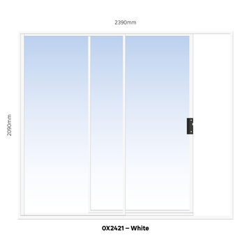 ALUMINIUM SLIDING DOOR WHITE 1 PANE SLIDING W2400MM x H2100MM