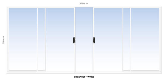 ALUMINIUM SLIDING DOOR WHITE 2 PANE SLIDING W4800MM x H2100MM