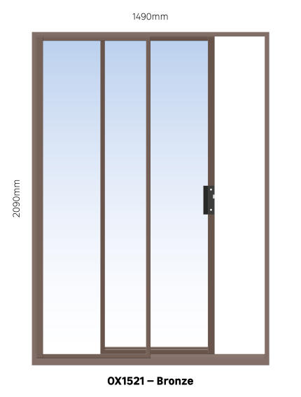 Aluminium sliding door bronze 1 panel sliding W1500MM x H2100MM