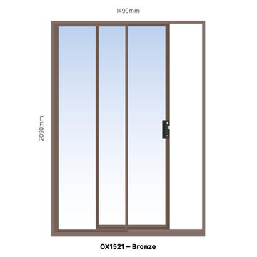 Aluminium sliding door bronze 1 panel sliding W1500MM x H2100MM